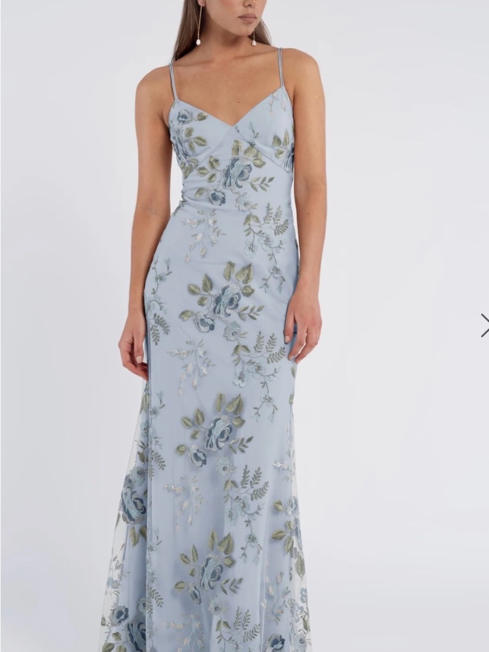 Jenny Yoo Collection Julianna Enchanted Floral Whisper Blue Embroidered Dress 8